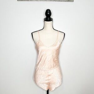Vintage Morgan Taylor Pink Sleep Lingerie Romper Negligee Size Small